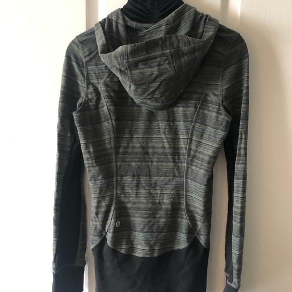 Green striped Lululemon zip up hoodie - Picture 3 of 4